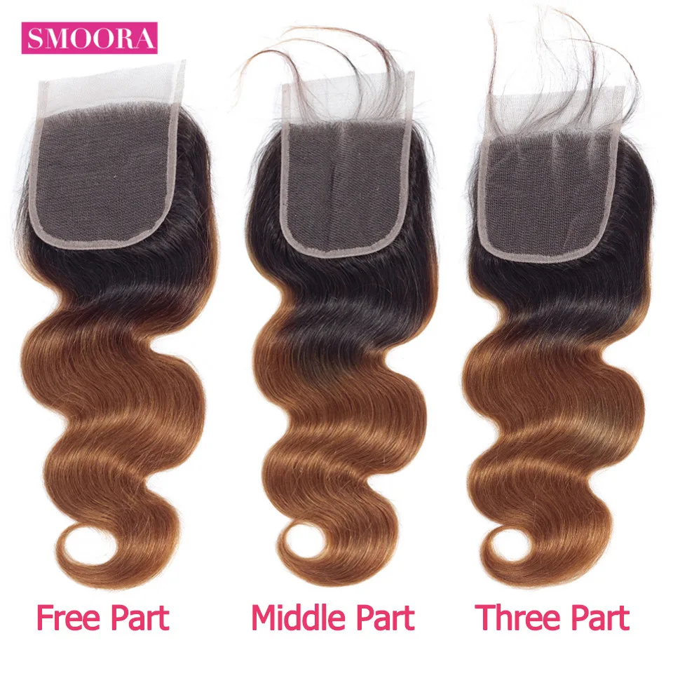 Ombre Body Wave Bundles With Closure 1B/30 Ombre Bundles With Closure Smoora Pre-Colored Human Hair Weft 3 Bundles With Closure Ombre Body Wave Bundles With Closure 1B/30 Ombre Bundles With Closure Smoora Pre-Colored Human Hair Weft 3 Bundles With Closure