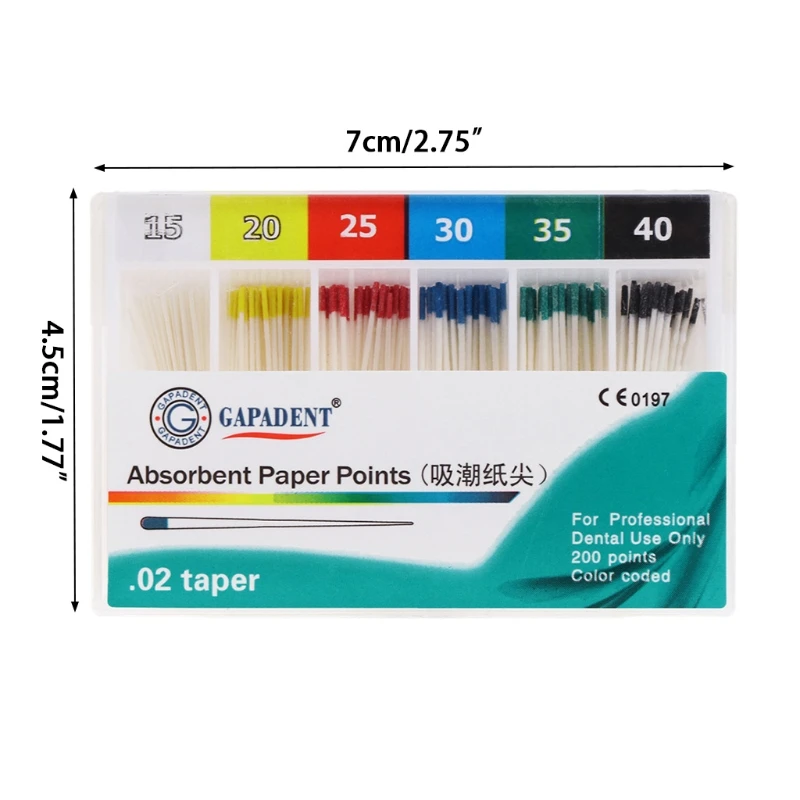 200 шт. стоматологические абсорбирующие бумажные точки стерильные смешанные размеры 15-40# для стоматологии
