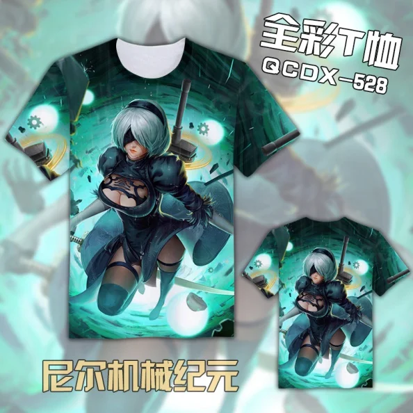 

HOT Sale Japanese Anime NieR Automata YoRHa 2B T-shirt Cosplay T Shirt Cartoon Student Tops Tee Lovely Cute Gift Tshirt