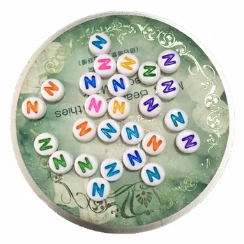 

Mini Order 100pcs Colorful Single Initial N Alphabet Plastic Acrylic Spacer Beads 4*7MM Flat Coin Round Shape Letter Beads