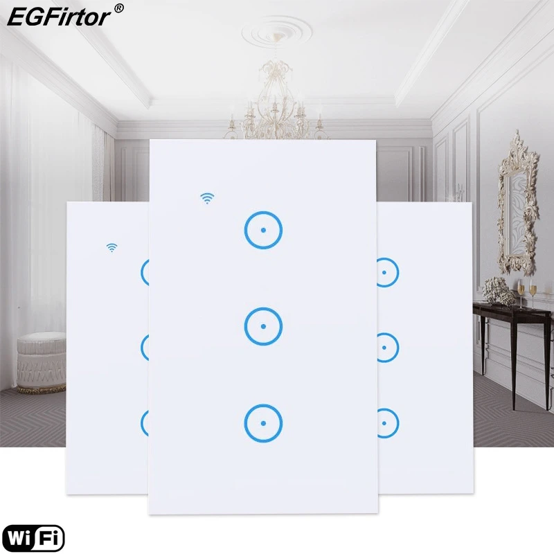 

Wifi Smart Switch 3 Gang Walling Light Switch AC110V US Standard Home Automation Control Touch Wall LED Light Switch Smart Home