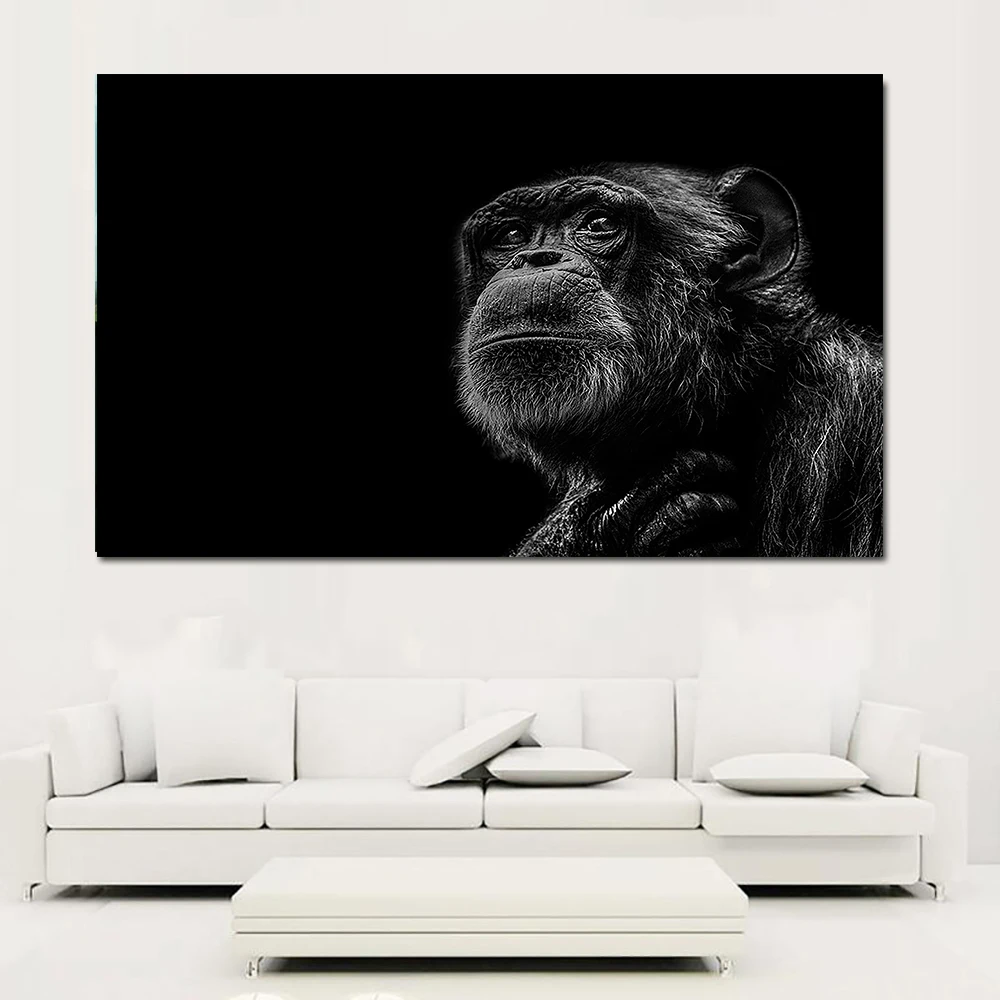 

Black And White Animal Prints Chimpanzee Deer Wall Art Poster Canvas Art Painting Decorative Picture for Living Room Home Decor