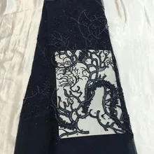 Кружево украшенное бисером в африканском стиле ткань 3d цветок ткань вышитая HL517 Тюль Сетка кружевная ткань для свадебного платья GY02