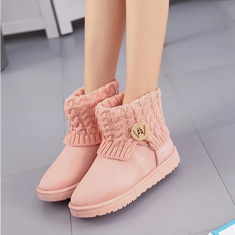 Con coffee Tejer Boots Boots Boots Corto Suave black Zapatos Las Botas Invierno Ankle De Calientes Mujeres Boots pink Qbt1068 Nieve Plana Pieles Dulce Beige Moda Del Botines CvqB8gxFw