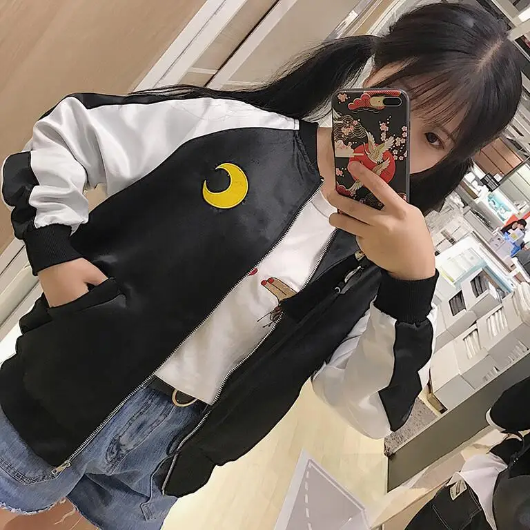 Японский Элегантный стиль Сейлор Мун Вышивка женское пальто Harajuku BF корейский