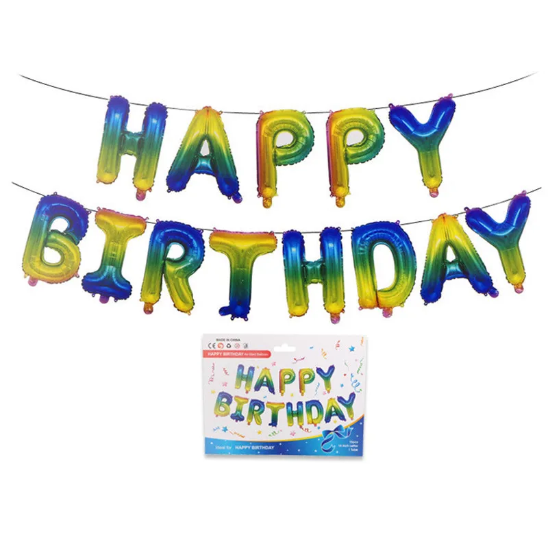 16 Inch Rose Gold Happy Birthday Letter Balloon Imitation Beauty Thin Version Happy Birthday Aluminum Balloon Set Pretty qq022 (13)