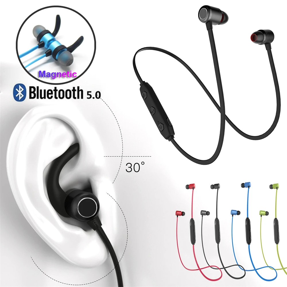 

New Magnet Wireless Bluetooth 5.0 Sport Earphone Headset In-Ear Earbuds with Mic For iphone samsung Magnetic Adsorption