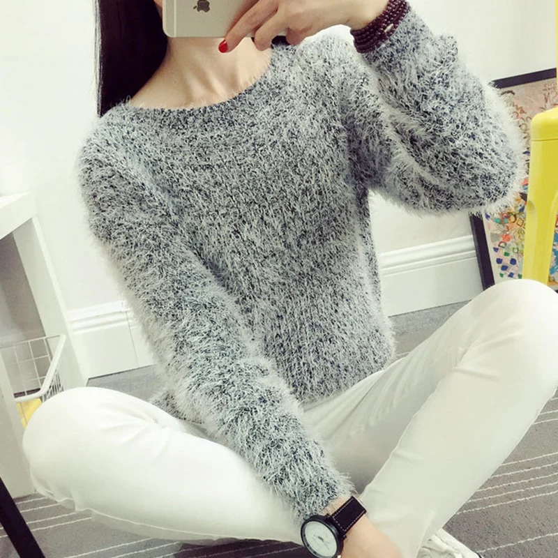 

MOVOKAKA Sweaters Fashion 2018 Women Sweater Female Mohair Oversize Long Sleeve Warm Sweater Women Winter Jumpers Tops Pullover