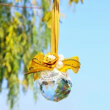 H& D Хрустальный солнцезащитный чехол для окна автомобиля, очаровательный кристалл для зеркала заднего вида, Радужный подвесной солнцезащитный чехол для домашнего декора(желтый