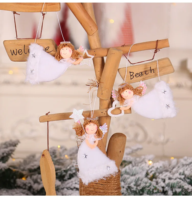 3 шт./компл. белый ангел с крыльями для девочек кукла подарок на Рождество дерево украшение висит кулон для рождественской вечеринки, украшения для дома