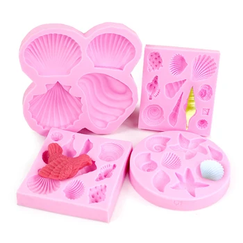 

Sea Shell Making Mold starfish conch star silica gel fondant mold chocolate cake decoration soft clay pottery mud silicone mold