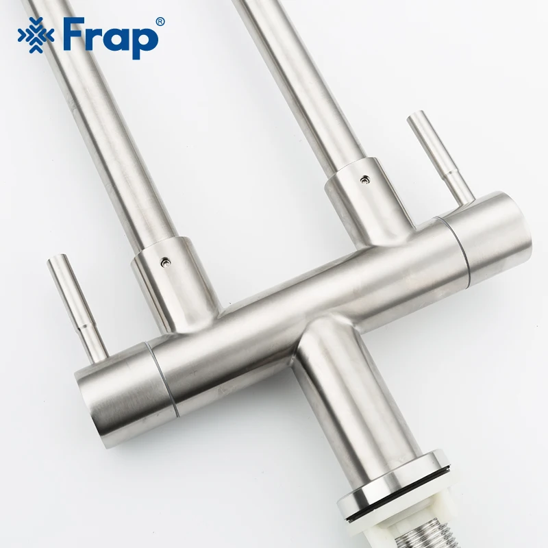 Frap Kitchen Faucet 304 Stainless Steel single cold water universal tube double pipe outlet faucet sink wall out of the rotation Frap Kitchen Faucet 304 Stainless Steel single cold water universal tube double pipe outlet faucet sink wall out of the rotation