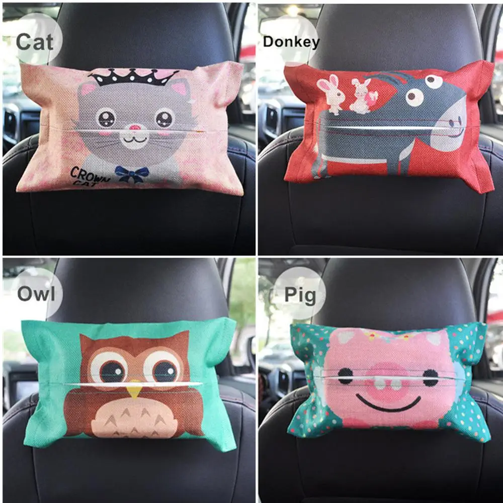 

Cartoon Car Tissue Box Cover Auto Seat Back Hanging Storage Holder Tissue Box Container Car Visor Towel Napkin Papers Bag Holder