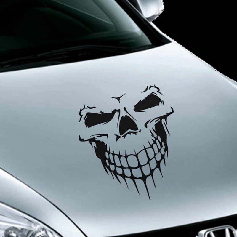 1 PC Big Size 40x36CM Skull Head car sticker Reflective Vinyl Car Styling Car-covers Engine hood door window truck Car sticker (7)