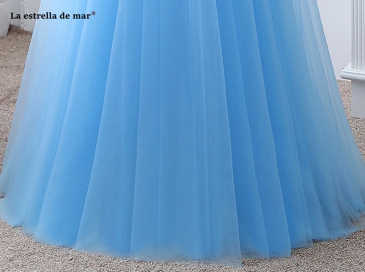 Vestido madrinha2018 новый сексуальный v-образным вырезом Тюль цветок из бисера линии цвет небесно-синий розовое длинное платье Для свадебной