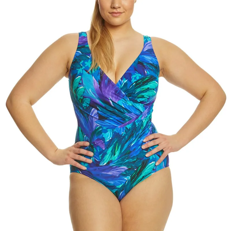 

2019New Large Size Xl-4xl Swimsuits Gradual Change of Color Printing Female Plus One-piece Thong Bikini Swimwear Women One Piece