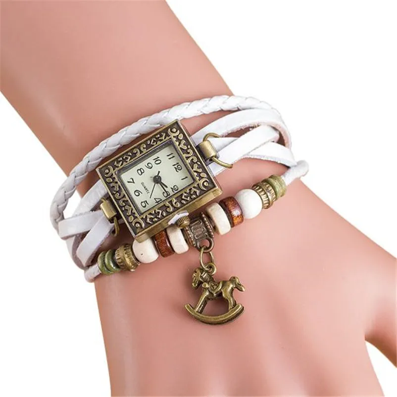 Women's watches casual watches Quartz Weave Around leather watch strap Trojans clock women and bracelet Wrist Watch Reloj M17 (9)