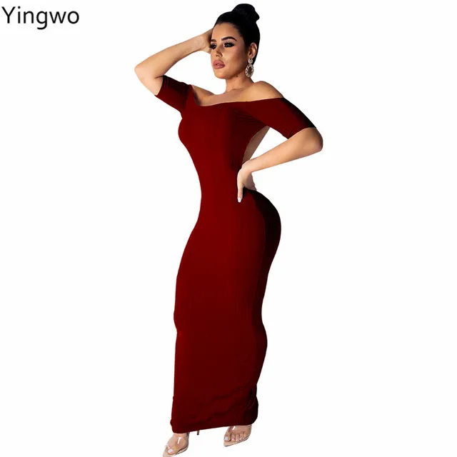 Short Sleeve Maxi Dress Sexy 