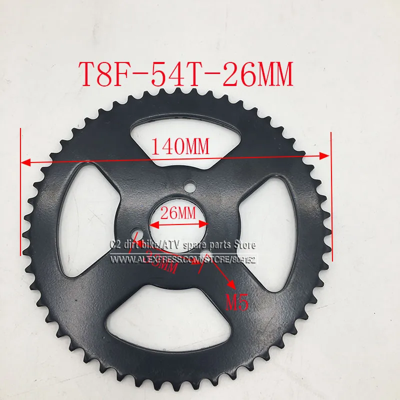 38T 44T 54T 64T 74T T8F 35 мм Задняя звездочка Мини Мото ATV Quad Грязь Яма карманный велосипед Крест 47cc 49cc запчасти - Цвет: T8F-54T-26MM