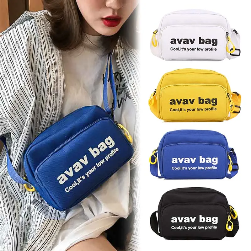 

Contrast Color Single Shoulder Bag Canvas Zipper Bag Mini Casual Chest Bags for Women New