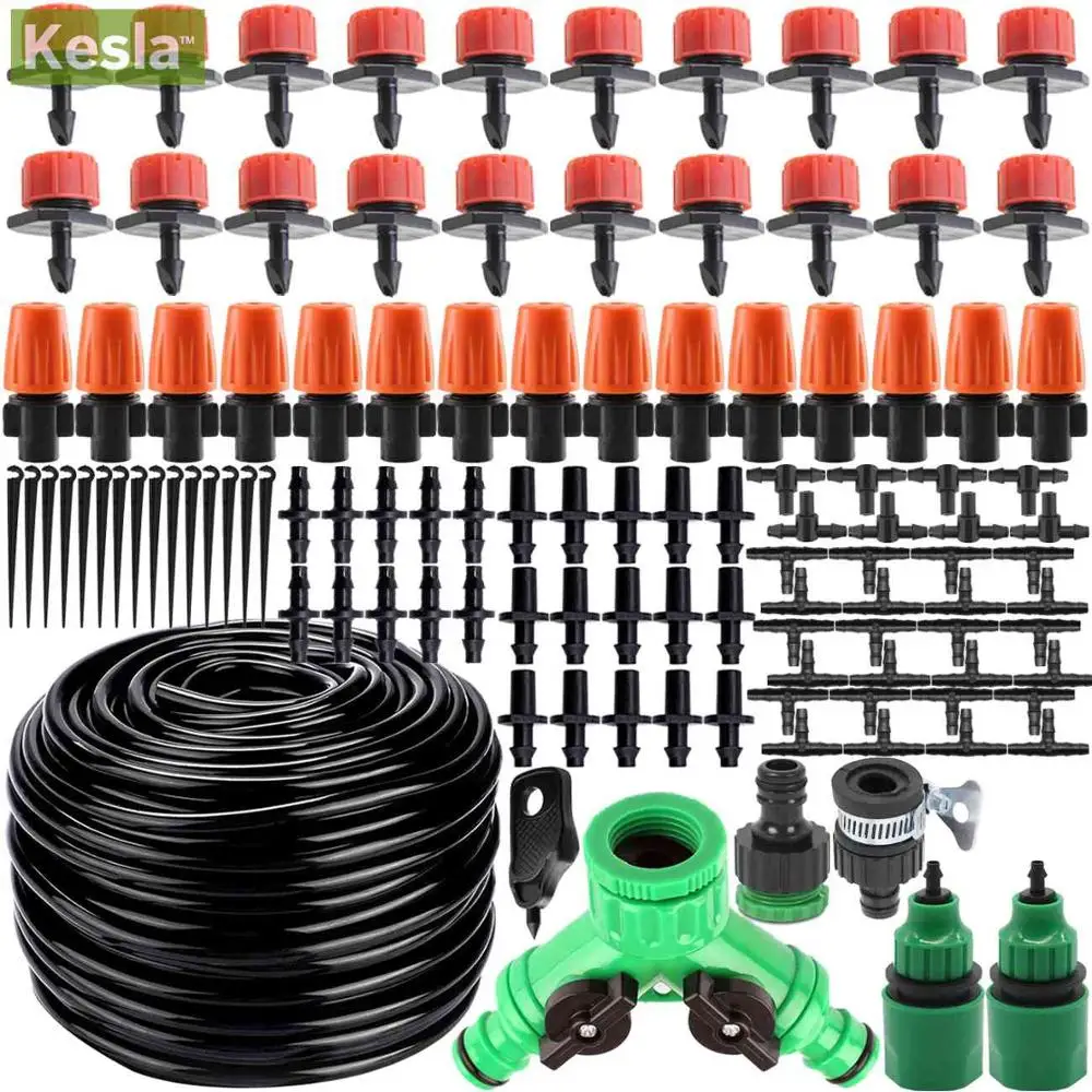 

KESLA 25m Micro Drip Irrigation Watering Kits System Automatic & Adjustable Dripper Atomizer for Potted Plant Garden Greenhouses