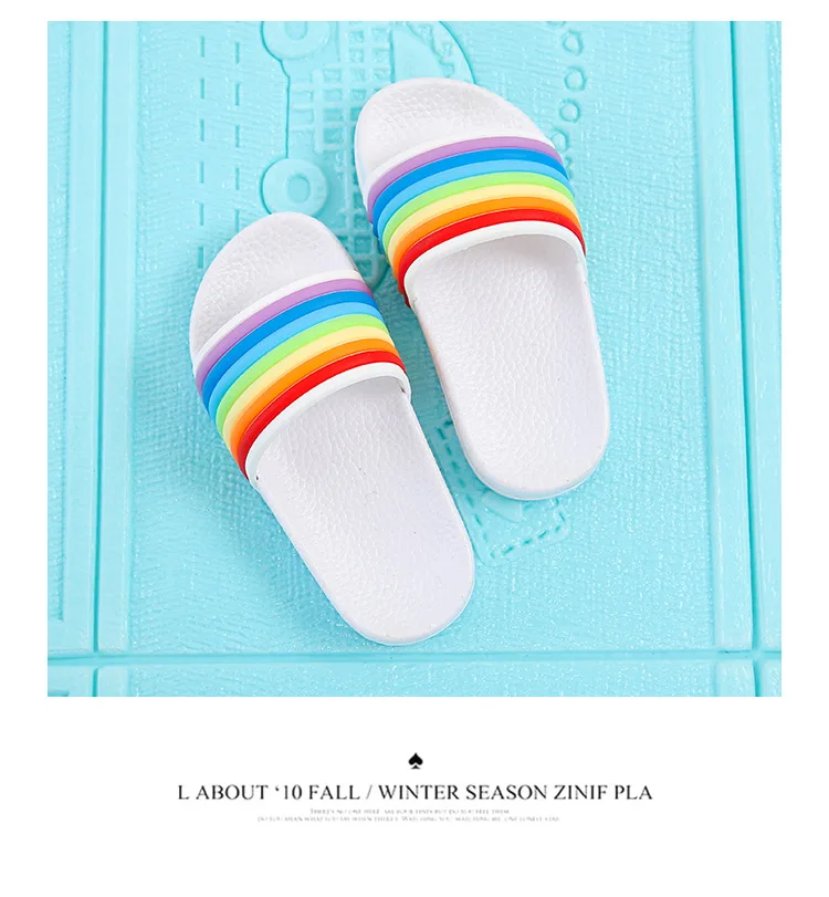 Тапочки для маленьких девочек и мальчиков; водонепроницаемые шлепанцы детские сандалии; детская обувь в радужную полоску; домашние тапочки для плавания для детей