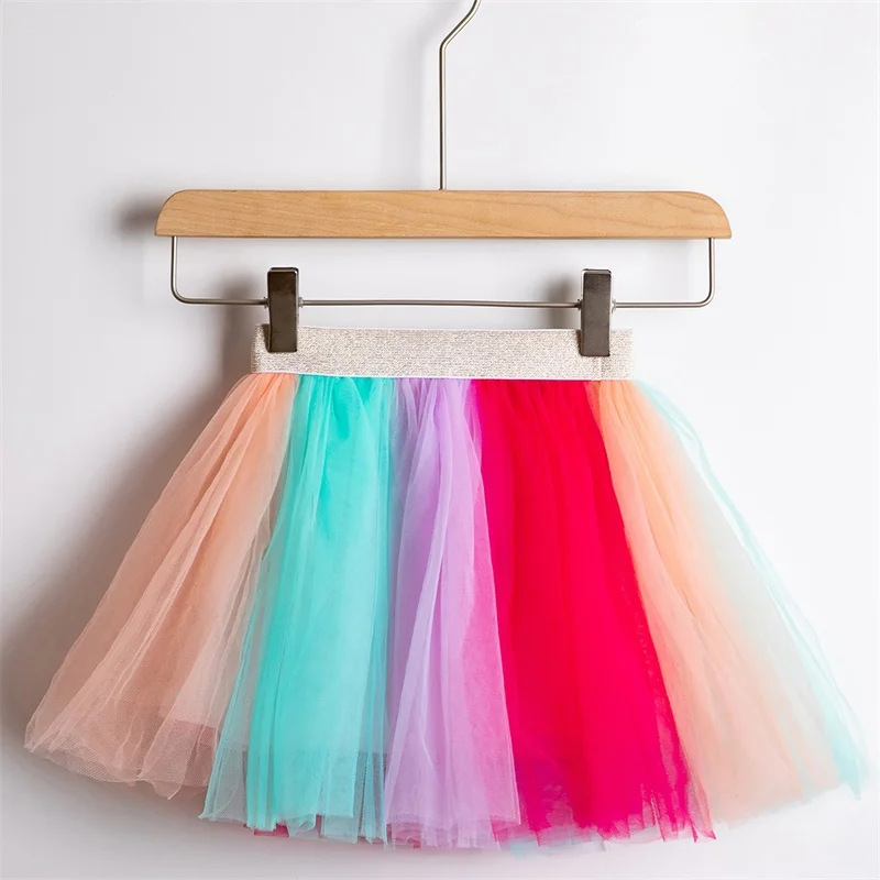 

Cute Baby Girls Tutu Skirt Princess Colorful Fluffy Pettiskirt Party Dance Rainbow Tulle Skirts Girls Clothes Children Clothing