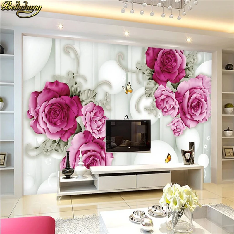 Beibehang 3d Roses Roses Background Wall Murals Custom Photo Wallpaper Large Mural Wall Stickers