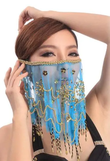 Indian Belly Dance Face Women Veil Tribal Belly Dancing Veils for Sale 12 colors Available High Quality Cheap - Цвет: turquoise