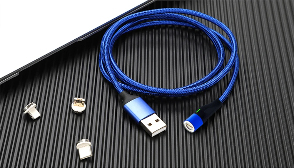 Магнитный USB кабель VOXLINK 1 м светодиодный для iPhone Xs 6 и USB TypeC кабель и Micro USB нейлоновая оплетка для samsung Xiaomi huawei LG USB C