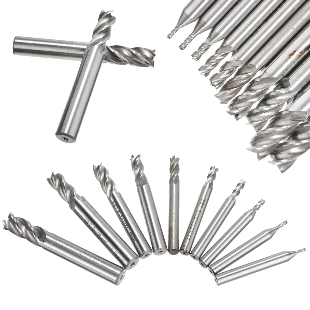 10Pcs High Speed Steel Straight Shank 4 Flute End Mill CNC Cutter Drill Bit Tool 1.5/2/3/4/5/6/7/8/9/10mm End Mill Set