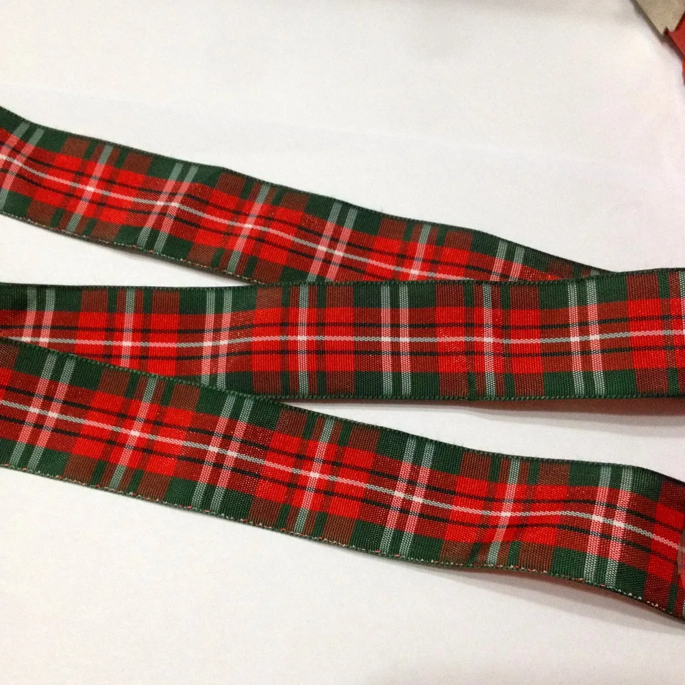 Scottish Tartan Blue Polyester Double Sided Ribbon 25mm Bows