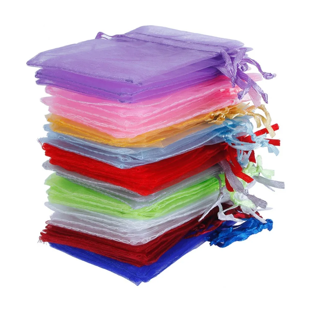 

100Pcs/set 2.8" X 3.5" Organza Jewelry Organizer Pouches Holder Wedding Party Christmas Favor Gift Candy Bags 7 x 9cm #225535