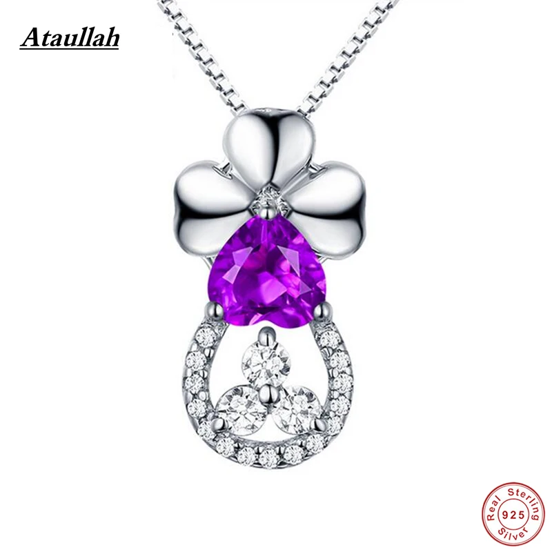 Ataullah Clover Heart Crystal 925 Sterling Silver Women Pendants Crystal-Jewelry Necklaces & Pendants Silver 925 Jewelry SWN007