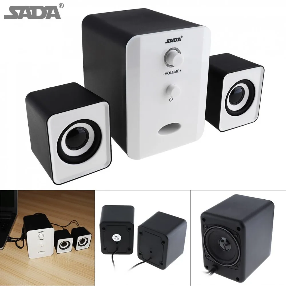 

SADA Portable 3W Mini Combination Mega Bass Subwoofer Speaker Column Computer Speaker with USB Power Plug for DVD TV PC