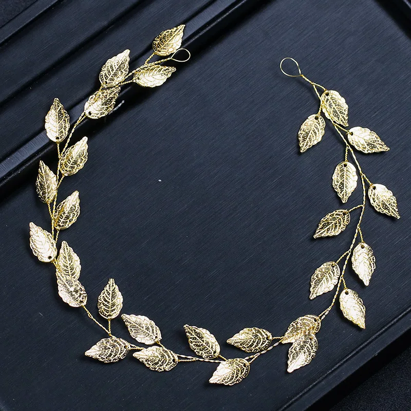 KMVEXO Fashion Gold Silver color Hairbands Bride Leaf Headbands Charm Tiaras Leaves Wedding Hair Accessories Women Hair Jewelry