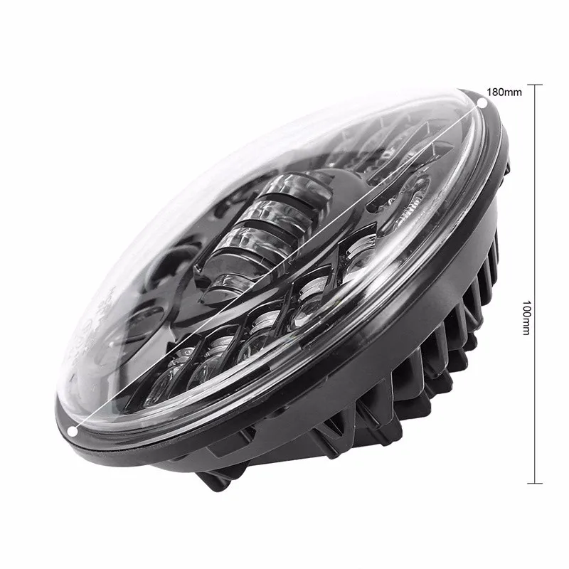 7 дюймов светодиодный черный/хромированный круглый адаптивный мотоциклетный фонарь с Hi/Lo луч проектор двигатель " Круглый налобный фонарь для Harley Moto