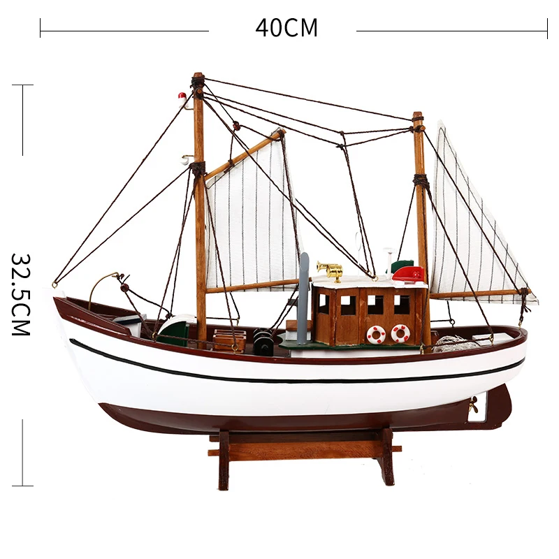 Имитационная модель лодки для рыбалки, украшение в средиземноморском стиле из цельного дерева, модель лодки для плавания, европейские аксессуары