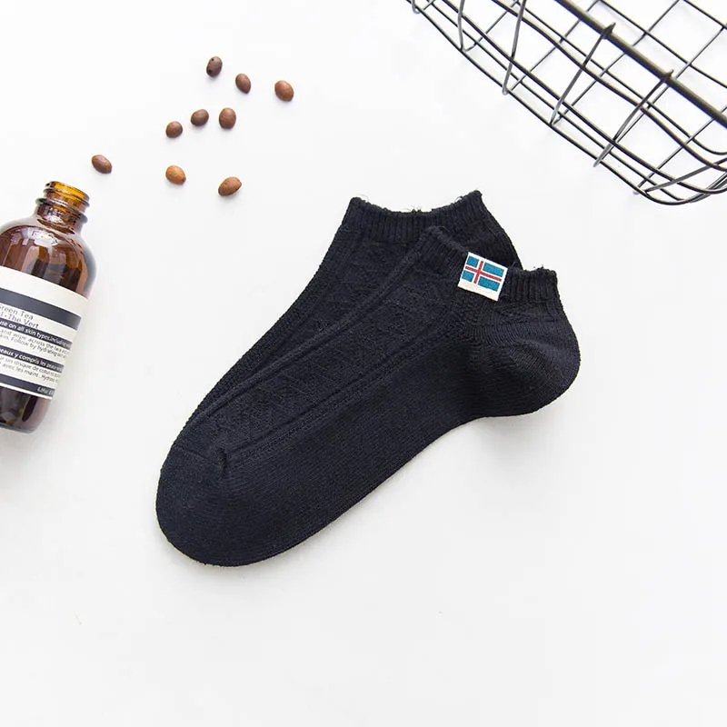 [EIOISAPRA] вязание этикетка хлопчатобумажные полосатые носки Для мужчин комфорт дышащий Повседневное противоскользящие впитывает пот