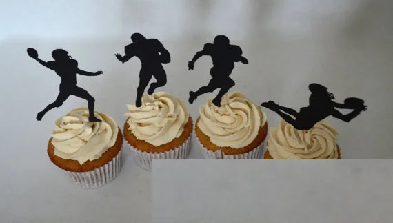 

football game Silhouette Cupcake Toppers sports event Party Picks baby shower wedding birthday toothpicks decor24pcs