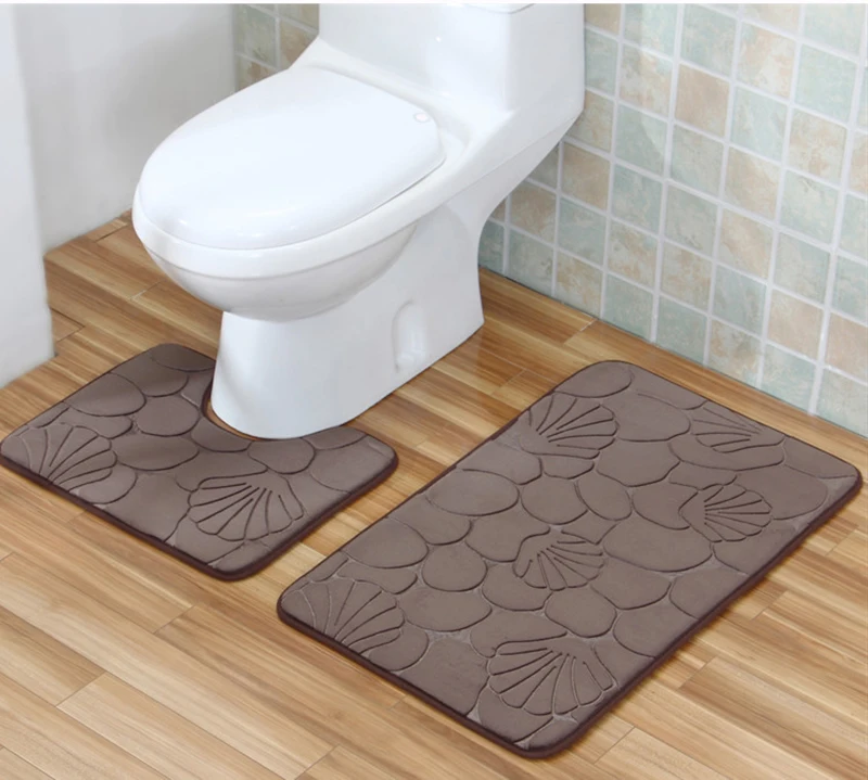 Zeegle الحمام طقم سجادة/ حصيرة السجاد الحمام بساط الأرضية المضادة للانزلاق المرحاض حمام حصيرة عدم الانزلاق 2 قطعة الحمام مجموعة البساط