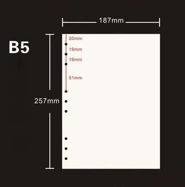 26 отверстий B5 крафт облицованная бумага B5 9 отверстий белая бумага спираль блокнот заправки проверить - Цвет: 9 holes beige blank