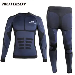 Motoboy новый мужской белья для мотоциклистов, мото катание на велосипеде, зимний теплый базовый слой, плотные кальсоны, топ и штаны, комплект