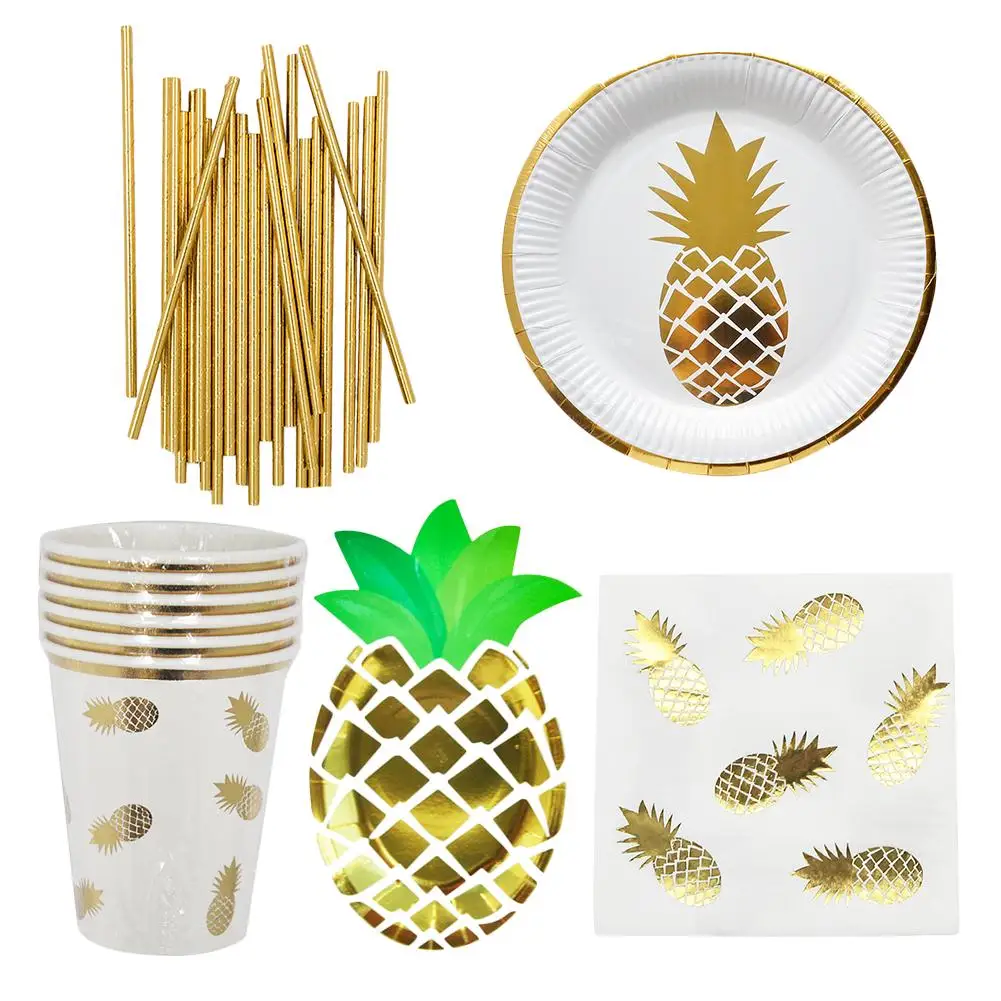 

Pineapple Plate Paper Dish Party Napkin Tableware Set Fruit Section Decoration Child Wedding Birthday Party Tableware Supply