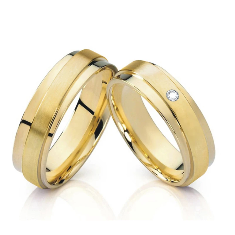 Gold color Promise alliance Wedding Band Couple Rings pair set infinite men's rings women's rings jewelry Bague anel anillos (1)