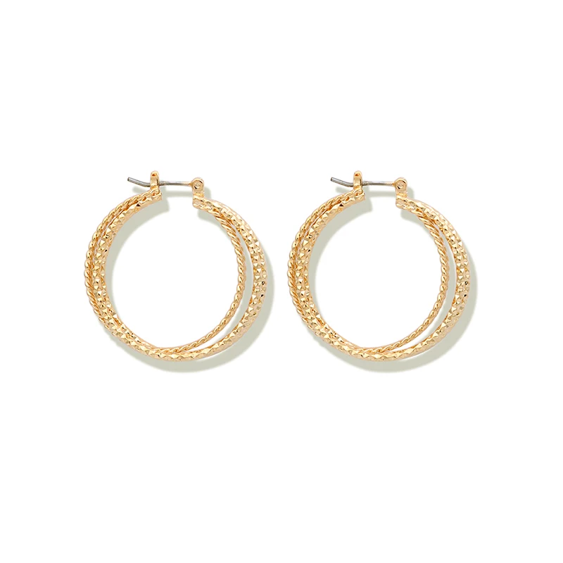 

LWONG Minimalist Three Round Circle Hoop Earrings for Women Punk Style Statement Earrings Hoops 2018 Geometric Big Earrings