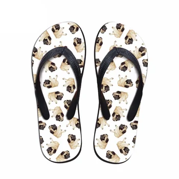 

Customized 2019 Fashion Men Wear-Resistant Flip Flops Summer Beach Slippers Cute Pug Dog Printed Shoes Male flat Sandals Boy