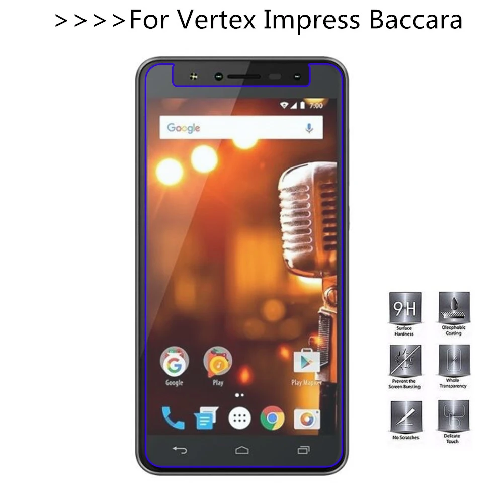 

2PCS For Vertex Impress Baccara 5.5inch Tempered Glass Screen Protector Premium Front Clear Protective Film Cover case