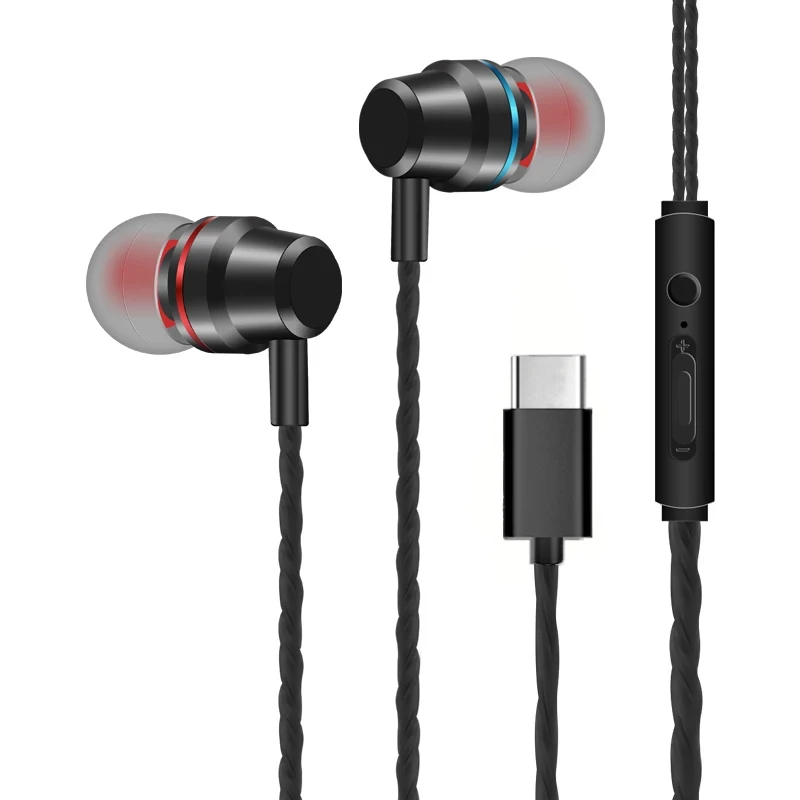 

Earphone Type-C Plug HiFi Chip inbedded Continual Digital Lossless Audio Gold Galved Half-in-ear mi 6 Original fones de ouvido