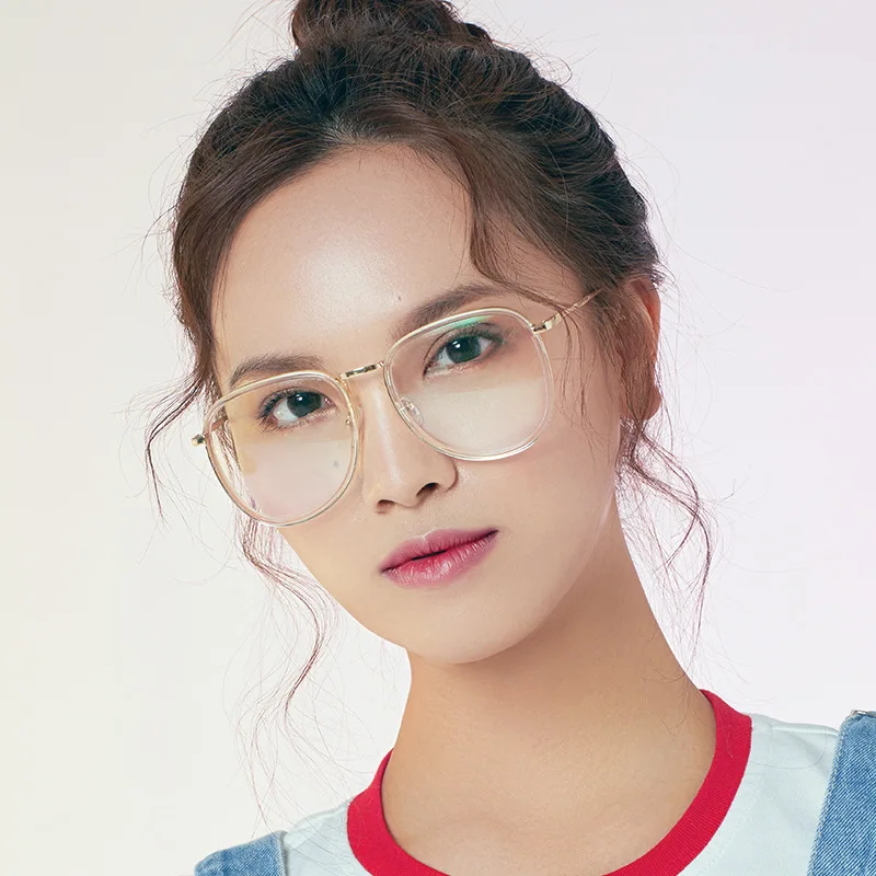 

2019 New man Woman Retro Large Round Glasses Transparent Metal eyeglass frame spectacles Eyeglasses 8Colors as picture